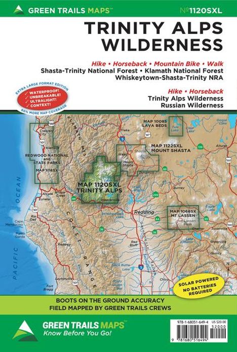 Green Trails Maps: Trinity Alps Wlderness, CA No. 1120sxl, Karten