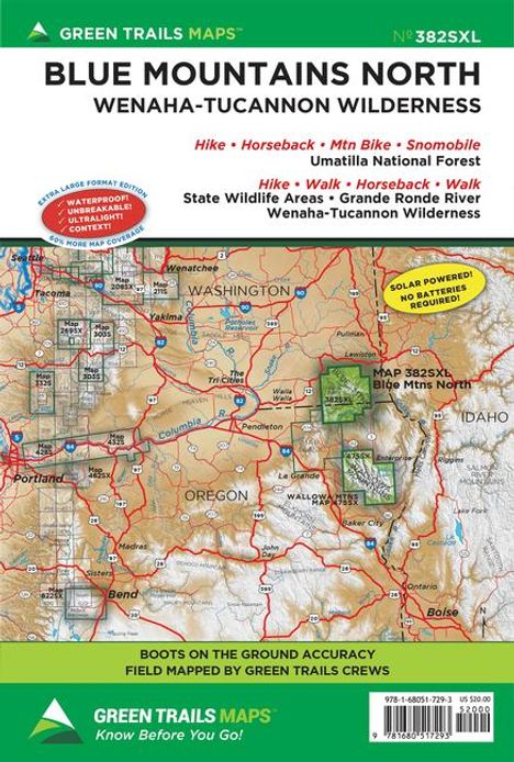 Green Trails Maps: Blue Mountains North, or No. 382sxl, Karten