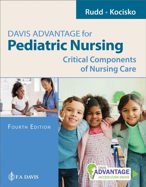 „Davis Advantage for Pediatric Nursing“, vierte Auflage. Drei Kinder lächeln. Logo rechts unten.