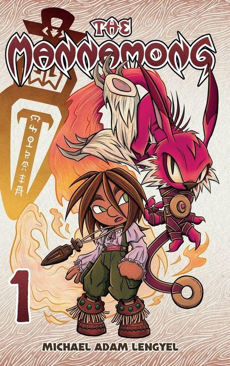 "The Mannamong 1. Zwei Comicfiguren: Ein Kind mit braunen Haaren und ein pinkes, tierähnliches Geschöpf."