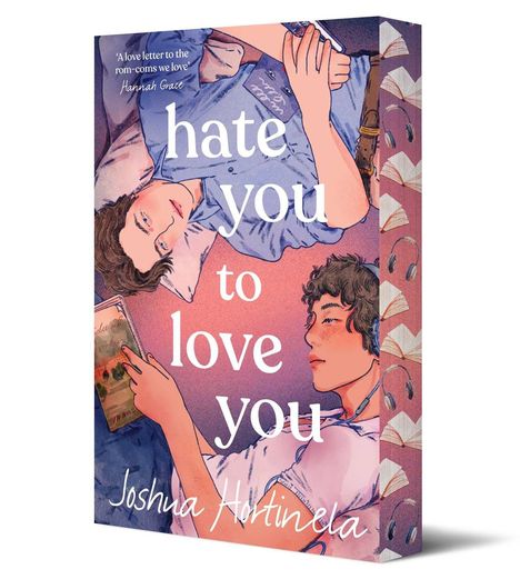 Text: "hate you to love you" und "Joshua Hortinela".  
Illustration: Zwei Personen liegen nebeneinander, entspannt mit einem Buch.
