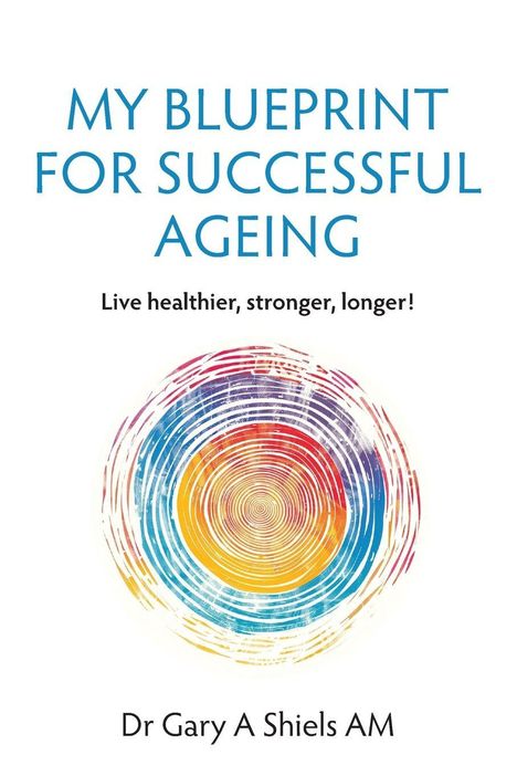 "My Blueprint for Successful Ageing. Live healthier, stronger, longer!" darunter bunte Fingerabdruck-Illustration.