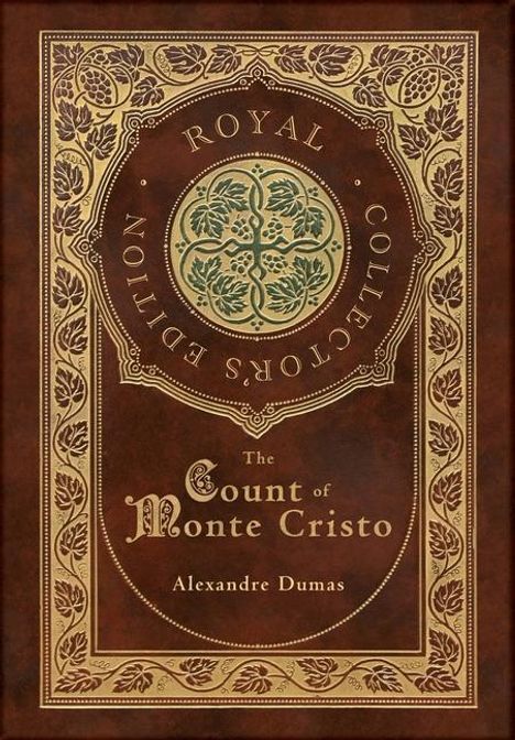 „Royal Collector's Edition: The Count of Monte Cristo, Alexandre Dumas“. Aufwendig verzierte, antik wirkende Buchhülle.