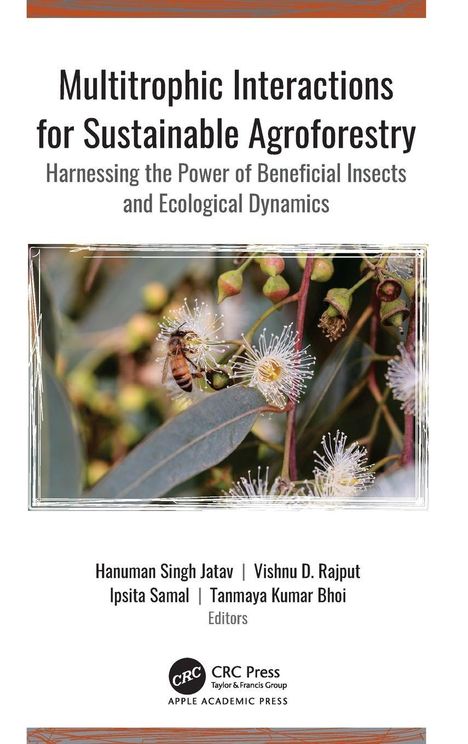 "Multitrophic Interactions for Sustainable Agroforestry" und darunter ein Foto einer Biene auf einer Blüte.