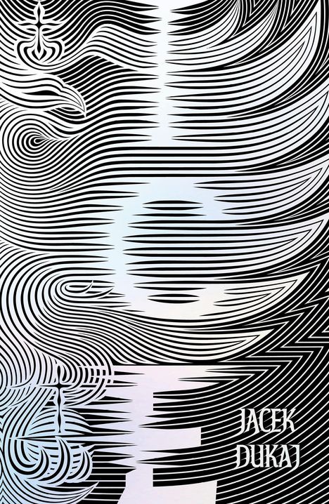 JACEK DUKAJ. Schwarz-weiße Linien formen dynamische, abstrakte Wellen und Figuren.