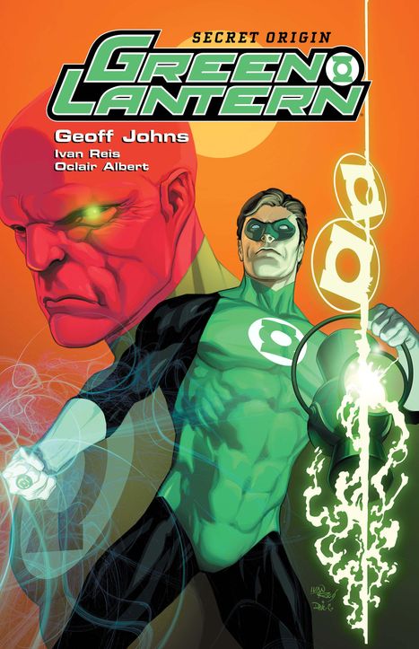 "Secret Origin: Green Lantern" steht oben. Zwei Figuren: eine rote, finstere Gestalt und ein Mann in grün mit leuchtender Laterne.