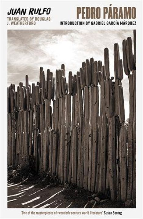 "Pedro Páramo" von Juan Rulfo, Einführung von Gabriel García Márquez. Das Bild zeigt hohe, aufrecht stehende Kakteen.