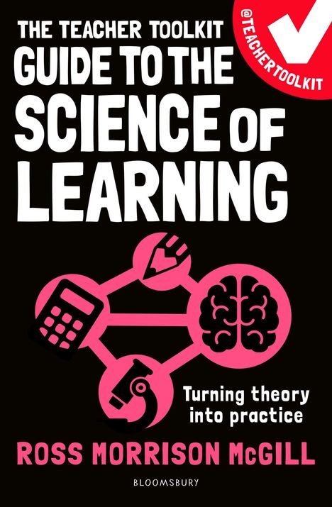 "The Teacher Toolkit Guide to the Science of Learning" und "@TeacherToolkit" neben einem Häkchen. Illustration von Forschungssymbolen.