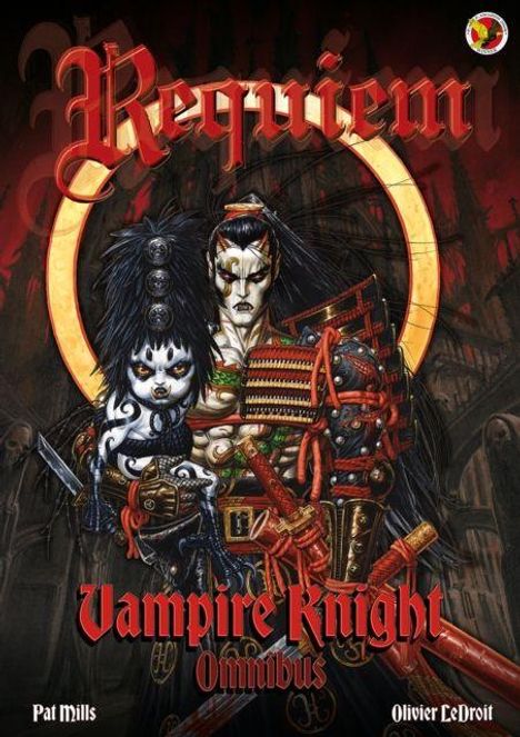 "Requiem Vampire Knight Omnibus" oben. Illustration: Zwei Figuren in düsterer, detaillierter Rüstung mit Waffen.