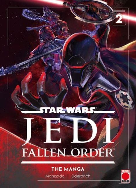Oben steht "2". Darunter "Star Wars Jedi Fallen Order The Manga". Drei futuristische Figuren mit Waffen.