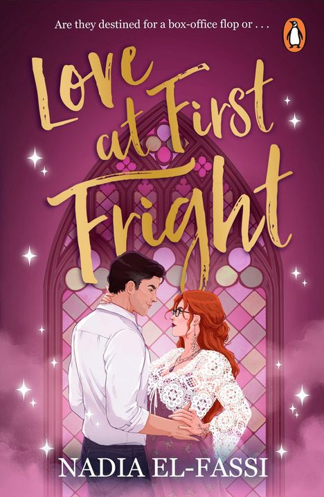„Love at First Fright“ ist der Titel. Unten steht der Name Nadia El-Fassi. Zwei Personen schauen sich romantisch an.