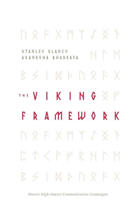 "The Viking Framework" in roter Schrift, umgeben von Runen. Autoren: Stanley Glancy, Akanksha Bhargava.