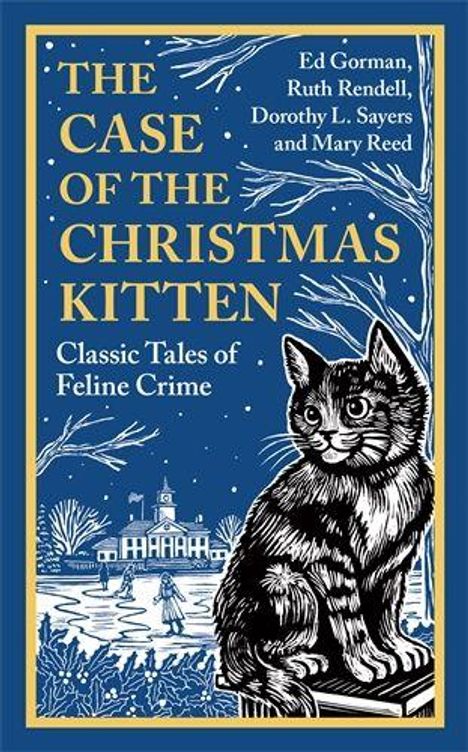 Cover mit Text "The Case of the Christmas Kitten", darunter "Classic Tales of Feline Crime". Zeichnung: Katze vor einem Haus.