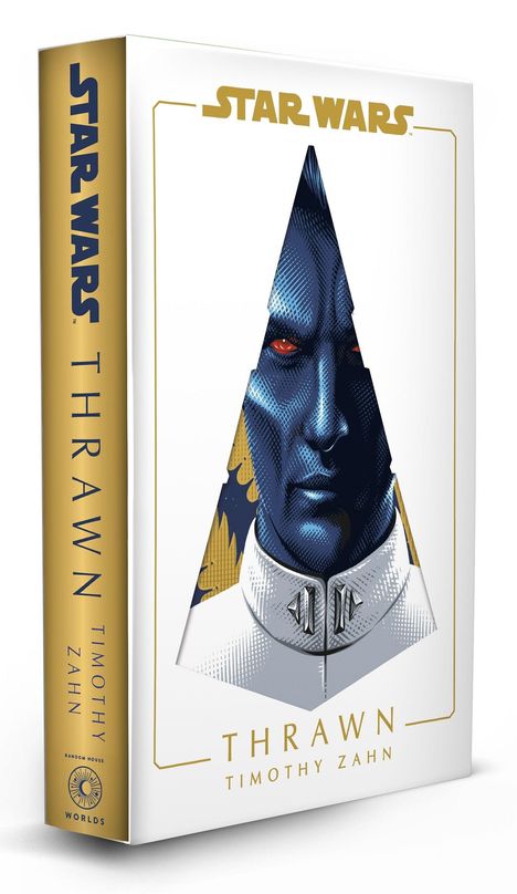 "Star Wars", "Thrawn", "Timothy Zahn". Ein Buch mit blauem Gesicht in weißer Uniform auf dem Cover.