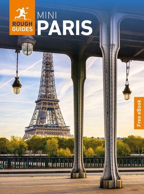 Oben links "Rough Guides", "Mini Paris". Rechts Eiffelturm hinter Brücke, Herbstbäume, blauer Himmel.