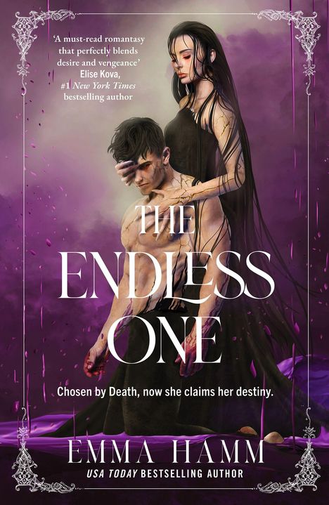 Text: „A must-read romantasy...“, „THE ENDLESS ONE“. Illustration: Eine Frau mit langem Haar hält einen Mann.