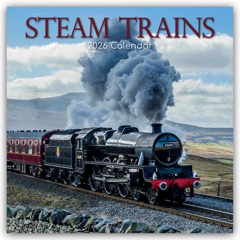 Gifted Stationery Co. Ltd: Steam Trains - Dampfeisenbahnen 2026 - 16-Monatskalender, Kalender