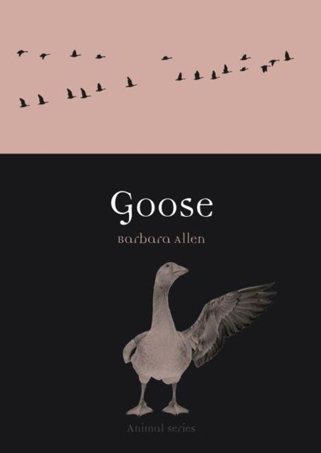 "Goose, Barbara Allen, Animal series." Oben fliegende Gänseformation auf beige; unten Gans auf schwarzem Hintergrund.