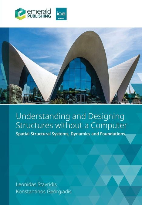 "Understanding and Designing Structures without a Computer" steht über einem modernen Gebäude mit geschwungenen Formen.