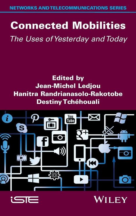 Buchtitel: "Connected Mobilities" mit Symbolen bekannter sozialer Medien und Kommunikations-Apps.