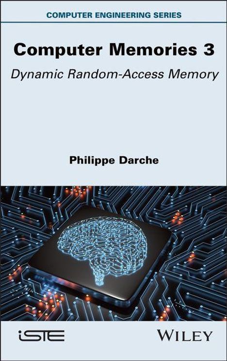 "Computer Memories 3, Dynamic Random-Access Memory, Philippe Darche". Chip mit leuchtendem Gehirn und Schaltkreisen.