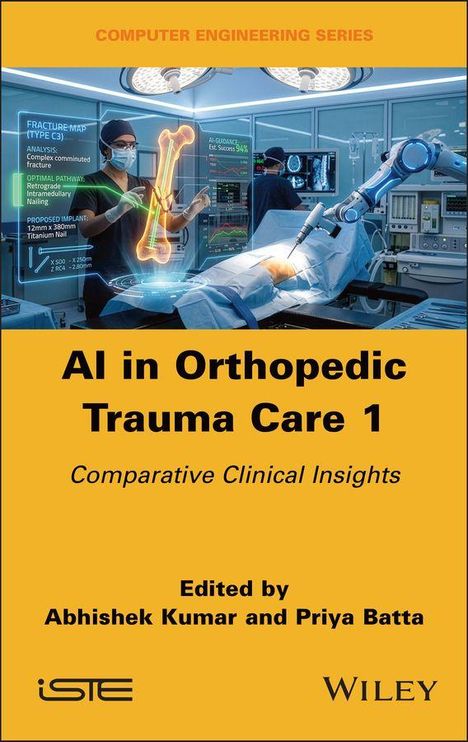 Titel: "AI in Orthopedic Trauma Care 1". Ärzte nutzen holografische Technologie im OP.
