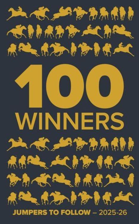 Text: „100 Winners“ und „Jumpers to Follow – 2025-26“.  
Silhouetten von springenden Pferden.