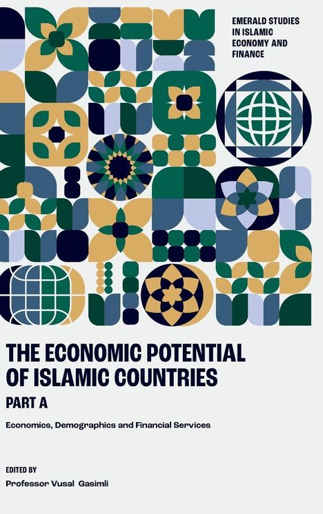 "THE ECONOMIC POTENTIAL OF ISLAMIC COUNTRIES" in Großbuchstaben. Bunte, geometrische Muster formen dekorative Motive.