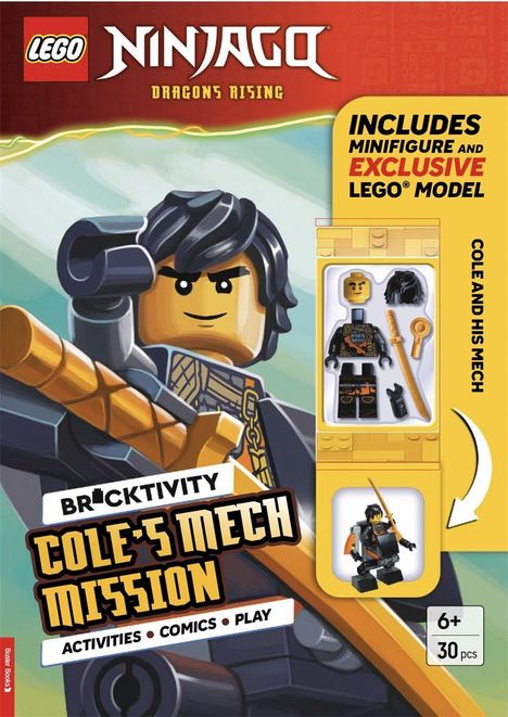 „BRICKTIVITY: COLE'S MECH MISSION“ enthält eine Minifigur mit exklusivem LEGO Modell. Illustration eines LEGO-Charakters.
