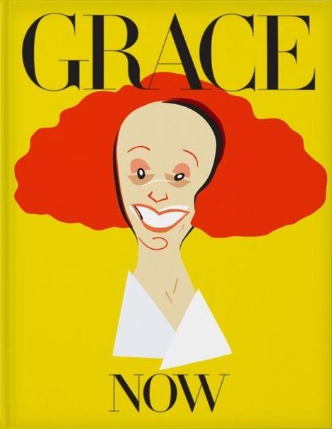 „GRACE NOW“ steht auf einer gelben Illustration mit einem stilisierten Gesicht und roten Haaren.