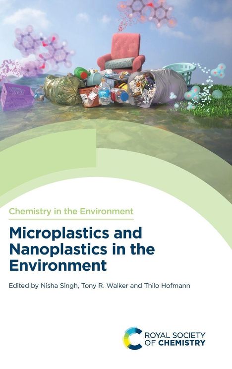 Text über Mikroplastik, Nanoplastik; bearbeitet von Nisha Singh, Tony R. Walker, Thilo Hofmann. Oben Müllimporte, Wasser, Himmel.