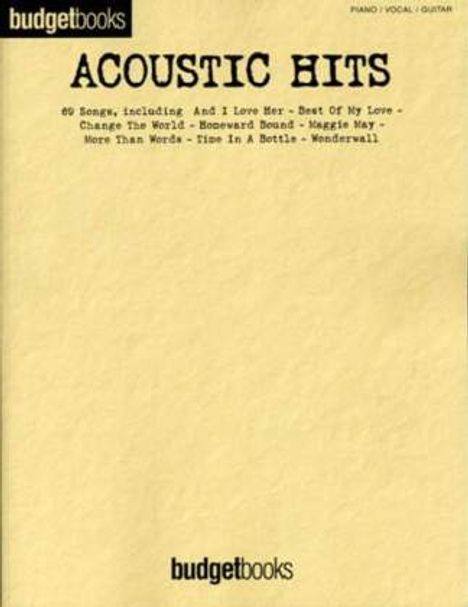 Acoustic Hits, Songbook, Noten