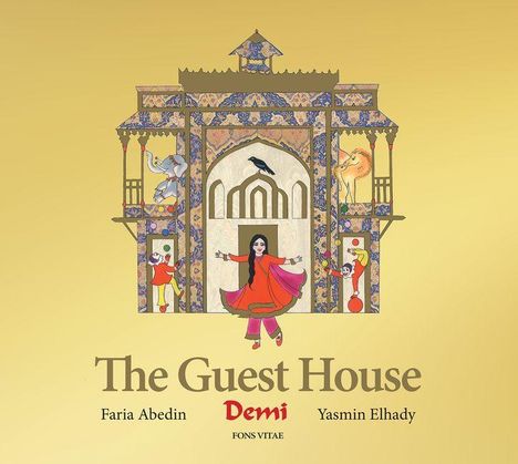 Titel: "The Guest House". Autoren: Faria Abedin, Yasmin Elhady. Bunte Illustration eines kunstvollen Gebäudes.