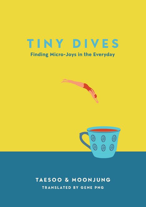 Text: "Tiny Dives, Taesoo & Moonjeong, Cover to be revealed." 
Blauer Hintergrund; ein schwarzes Logo zeigt einen Hahn.