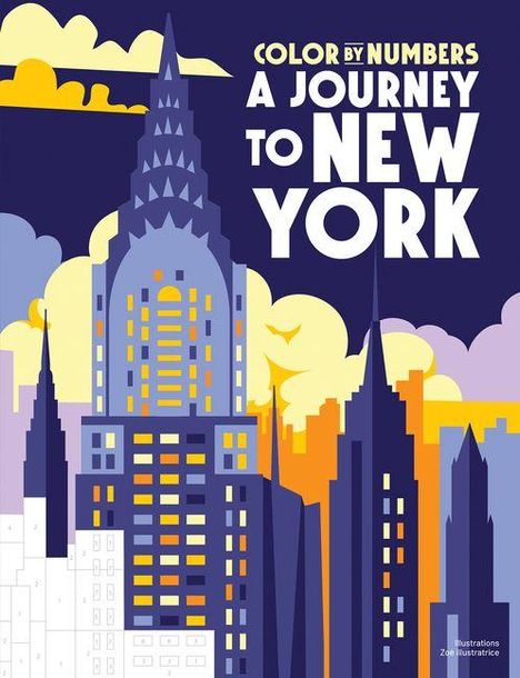 „Color by Numbers: A Journey to New York.“ Illustration von New Yorks Skyline in kräftigen Farben.