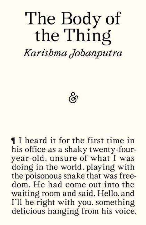 "The Body of the Thing" von Karishma Jobanputra. Ein Text über eine nervöse Begegnung in einem Büro.