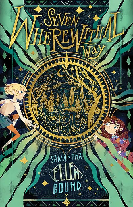 „Seven Wherewithal Way“, „Samantha Ellen Bound“, Illustration von zwei Personen umgeben von einem magischen Kreis.