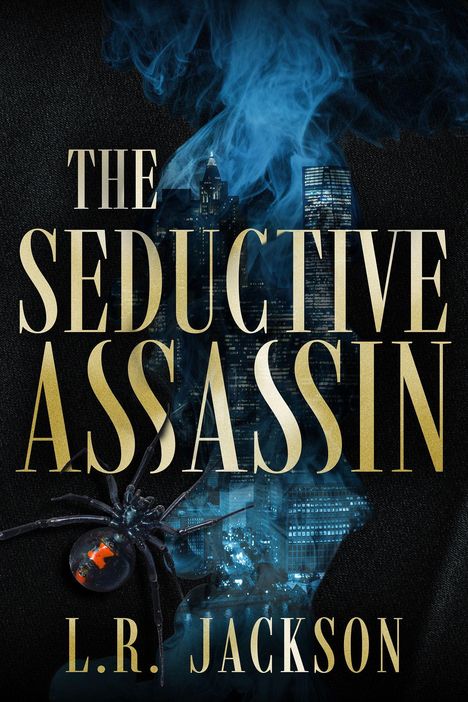 "The Seductive Assassin" und "L.R. Jackson" sind prominent. Eine Spinne und die Silhouette einer Stadt sind sichtbar.