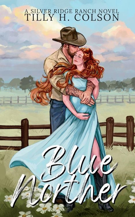 Oben steht: "A Silver Ridge Ranch Novel" und "Tilly H. Colson". Unten: "Blue Norther". Illustration: Paar umarmt sich.