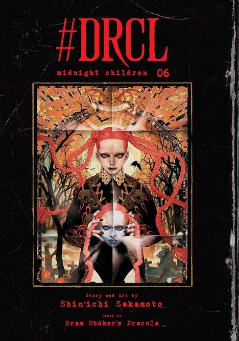 #DRCL midnight children 06. Illustration von rothaariger Figur mit Zöpfen, in düsterem, dichtem Wald.