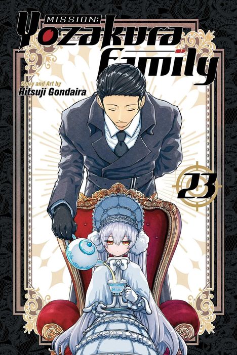 Text: "Mission: Yozakura Family", "Story and Art by Hitsuji Gondaira". 

Ein Mann in Anzug steht hinter einem Mädchen im viktorianischen Kleid.