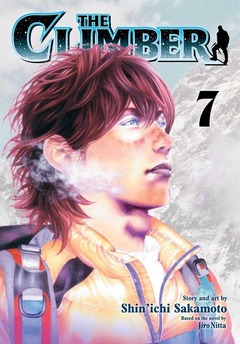 "The Climber", große Schrift oben; Zahl 7 rechts; Name Shin’ichi Sakamoto unten. Junge mit roter Jacke, eisige Atmosphäre.