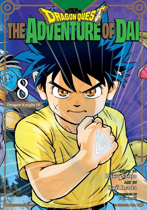 "Dragon Quest: The Adventure of Dai", "Dragon Knight III", "8". Junge mit entschlossenem Gesicht ballt die Faust.