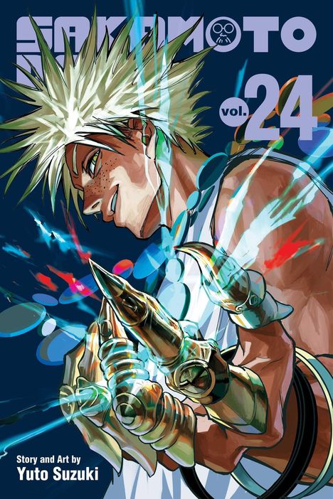 Oben: "SAKAMOTO", "vol. 24". Unten: "Story and Art by Yuto Suzuki". Illustration eines Mannes mit stacheligen Haaren.