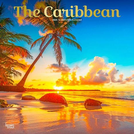 Browntrout: The Caribbean 2025 12 X 24 Inch Monthly Square Wall Calendar Foil Stamped Cover Plastic-Free, Kalender