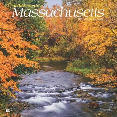 Browntrout: Massachusetts Wild &amp; Scenic 2025 12 X 24 Inch Monthly Square Wall Calendar Plastic-Free, Kalender