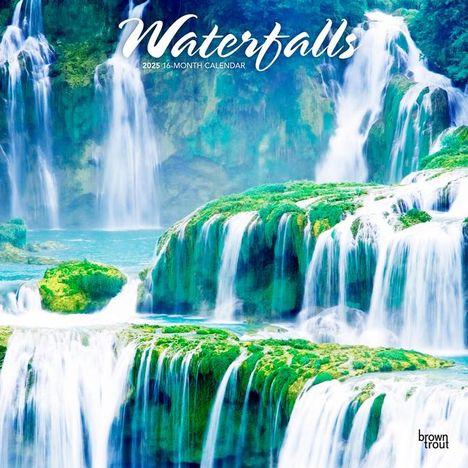 Browntrout: Waterfalls 2025 12 X 24 Inch Monthly Square Wall Calendar Plastic-Free, Kalender