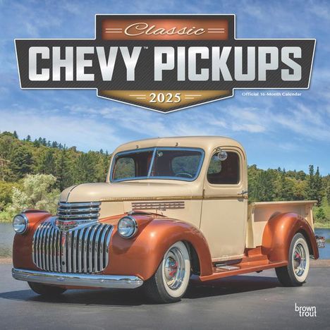 Browntrout: Classic Chevy Pickups Official 2025 12 X 24 Inch Monthly Square Wall Calendar Foil Stamped Cover Plastic-Free, Kalender
