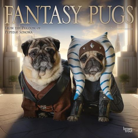 Browntrout: Fantasy Pugs Official 2025 12 X 24 Inch Monthly Square Wall Calendar Foil Stamped Cover Plastic-Free, Kalender