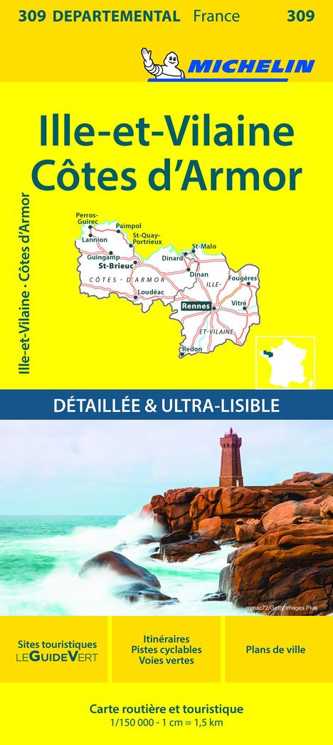 Michelin: Cotes-d'Armor, Ille-et-Vilaine - Michelin Local Map 309, Karten